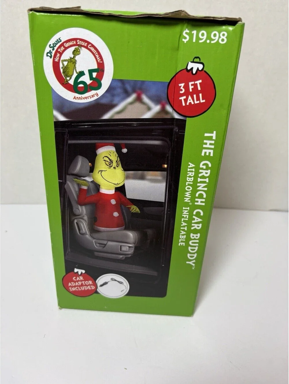 Dr Seuss The Grinch Car Buddy Airblown Inflatable 3 Foot Tall with Car Adaptor